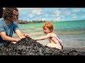 BLACK BEACH SAND CASTLE!! Fun Routine with my Hawaii Princess Adley :)