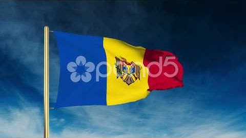 Moldova Flag Slider Style. Waving In The Wind With Cloud Background Animation