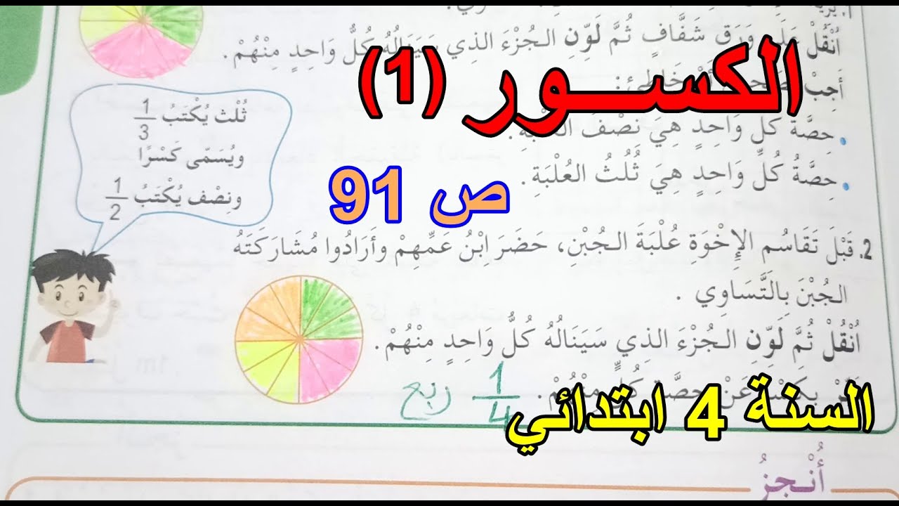 الكسور(1) الصفحة 91 السنة 4 ابتدائي