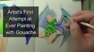 Watch me attempt using Gouache for the FIRST TIME | Speed Paint