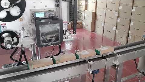 Cosmetic flat carton automatic top side printing labeling machine using Zebra printing head