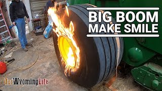 Re seating a Tire on the Bead  John Deere Baler