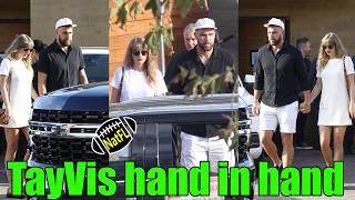 Travis Kelce & Taylor Swift spotted hand in hand, heading out for a romantic evening in LA.