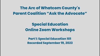 Parent Coalition's IEP Series Part 1: Special Education 101