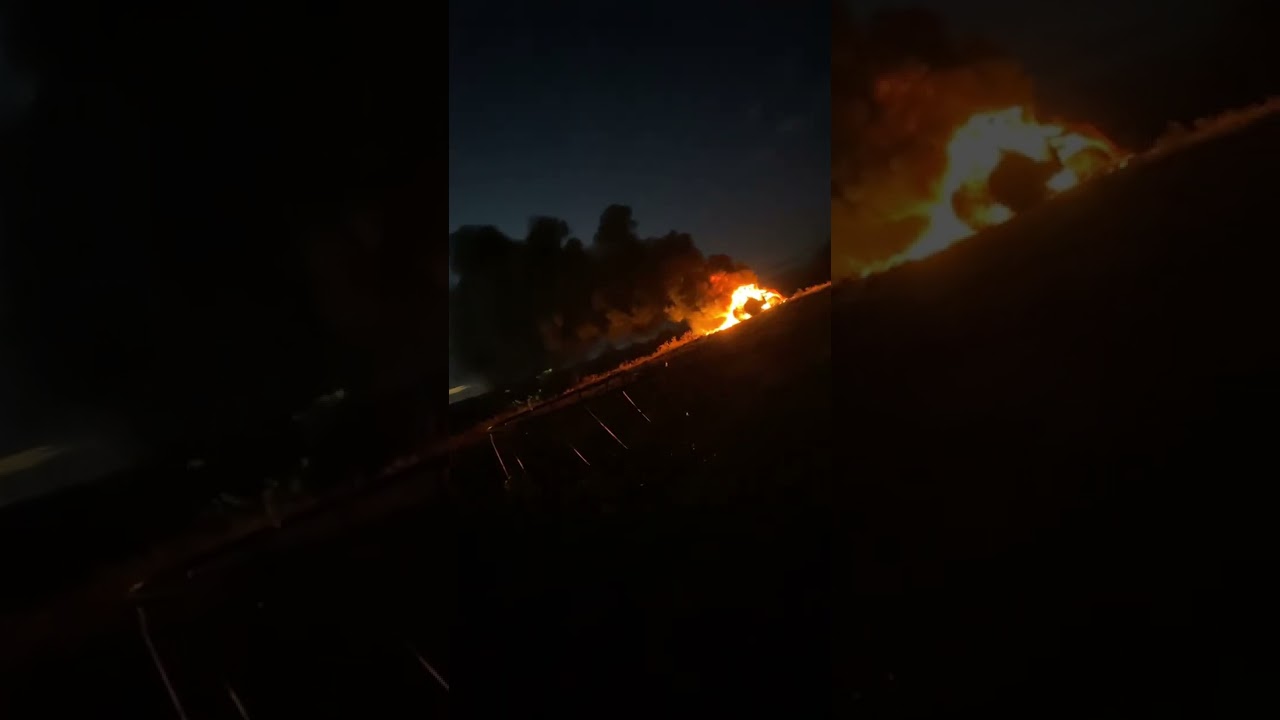 Kubota tractor on fire