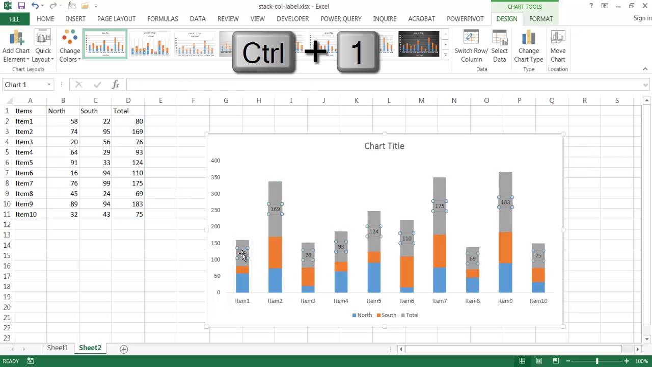 Create A Combination Chart With A Totals Label Youtube