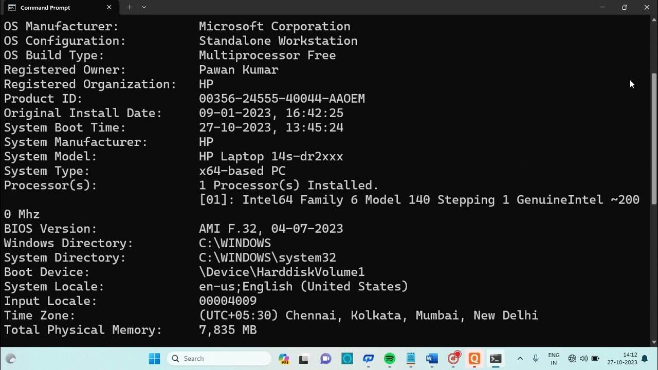 How to check system info with cmd commandprompt cmd cmdtricks