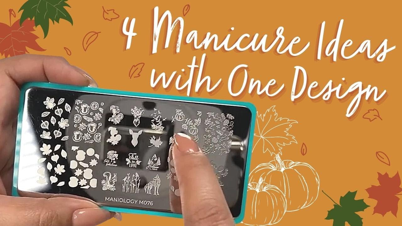 🍁 4 Manicure Ideas Using ONE Nail Stamping Plate Design | 1-Minute Maniology
