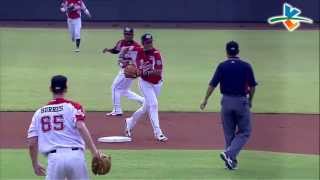 20130707 CPBL 犀牛 vs 猿 1上 波拉斯攔下投手前強襲球 封殺二壘跑者
