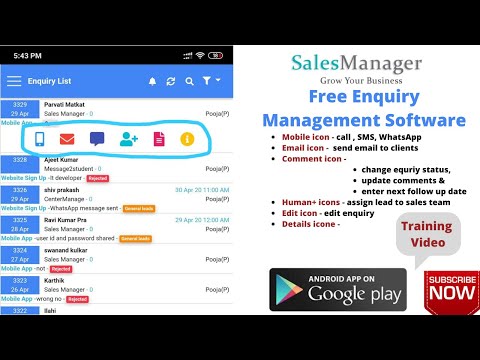 Free  enquiry management software Sales manager Mobile App for Maanage enquiry.training video