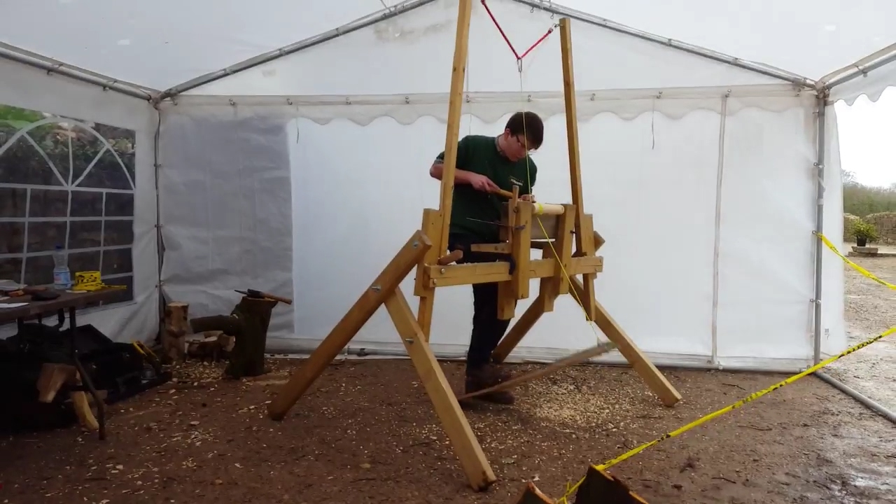 Gwrych Castle Craftfair Wood turning with a DIY Pole lathe YouTube