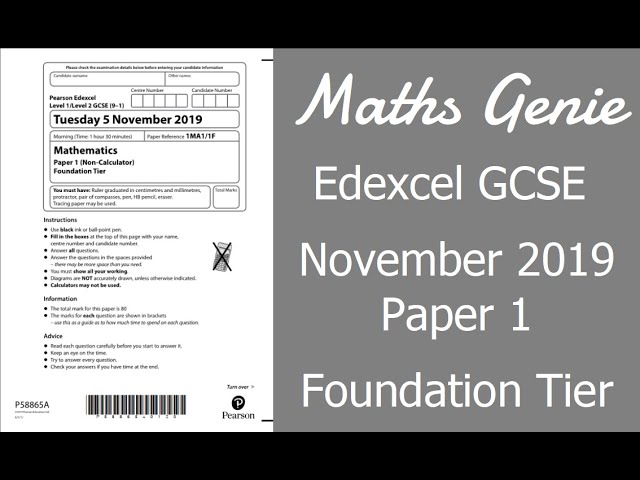 Edexcel GCSE Maths May June 2022 1F Exam Paper Walkthrough