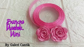 Mini flowers from satin ribbons / 1 cm satin ribbon rose flower