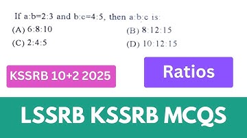 KSSRB 2025 12th | Aptitude PYQ | Ratios