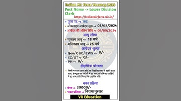 INDIAN AIR FORCE NEW VACANCY 2024 ll Airforce Group C New Vacancy Recruitment 2024 ll #indiaairforce