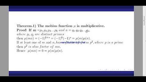 Theorem 1 mobius function is multiplicative