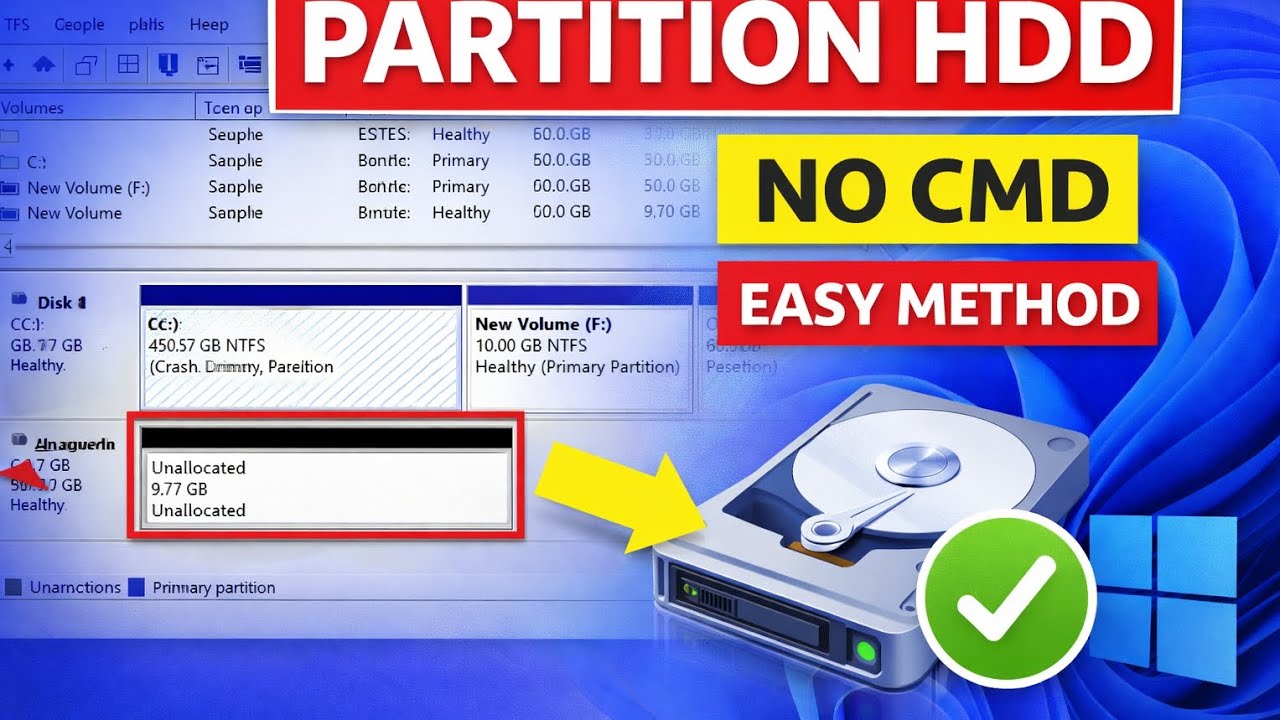 How To Partition Your Hard Drive in Windows Without Any Software - YouTube