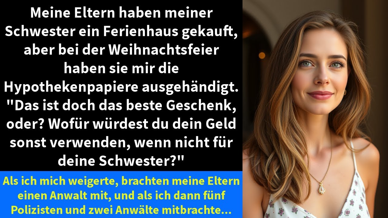 Meine Eltern haben meiner Schwester ein Ferienhaus gekauft, aber bei der Weihnachtsfeier haben sie
