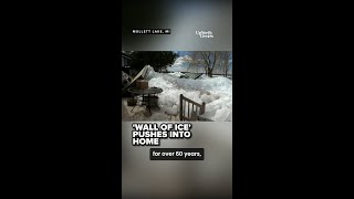 'Wall of ice' pushes into home on Mullett Lake, Michigan