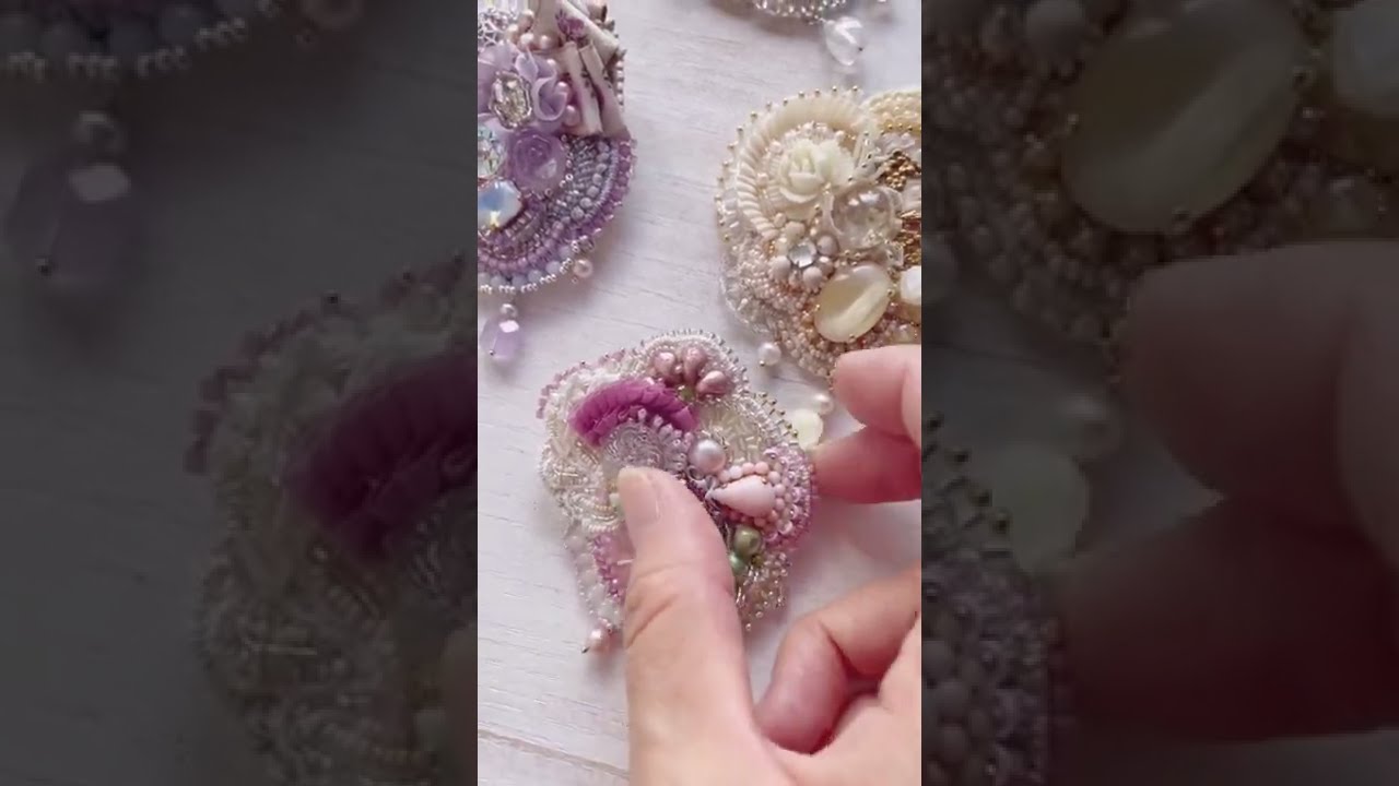 ビーズ刺繍のブローチダイジェスト 本編もUPしています - YouTube