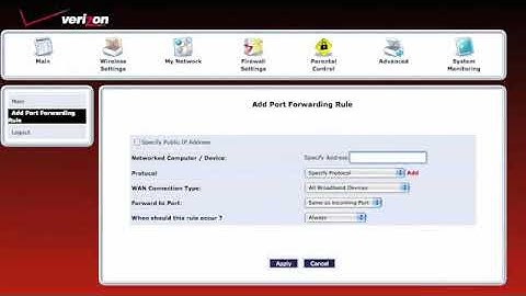 How To Set Up Basic Port Forwarding for the Verizon FiOS Router