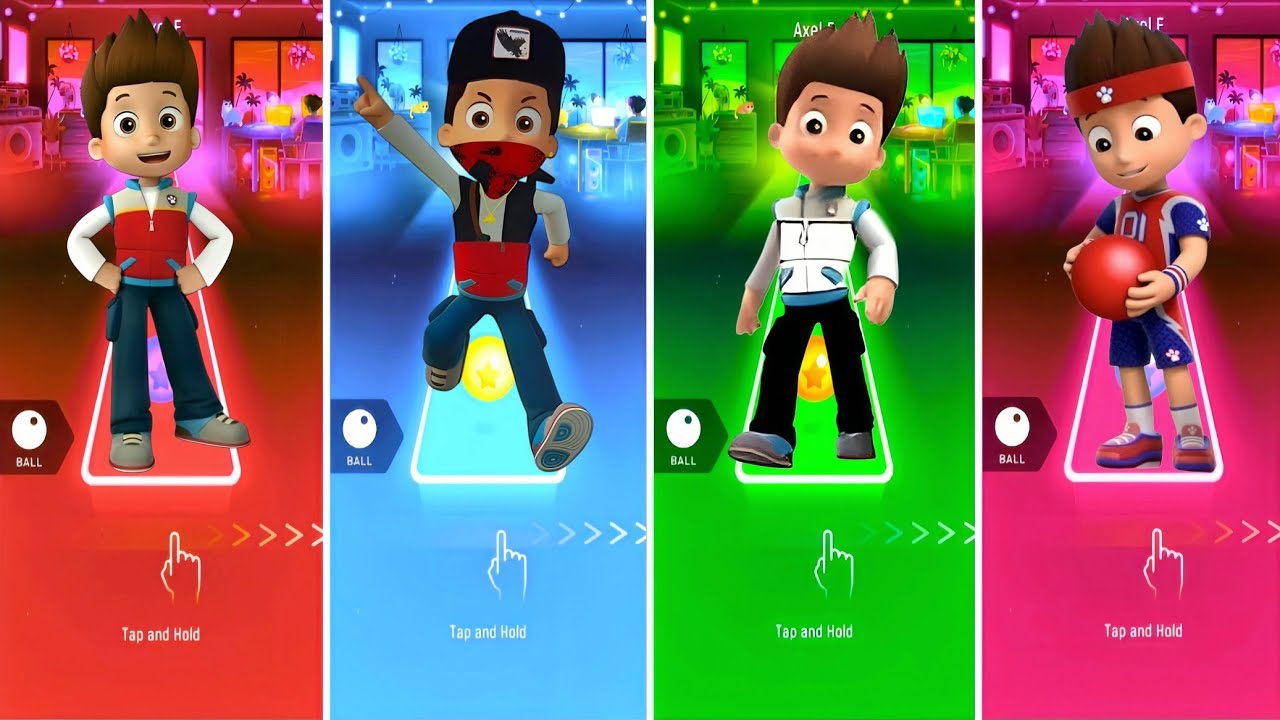 Ryder Paw Patrol VS Marshall VS Rubble Paw Patrol VS Paw Patrol - Tiles Hop EDM Rush 