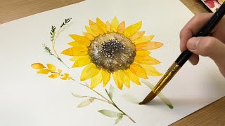 How to Paint a Sunflower / Watercolor Flower Painting