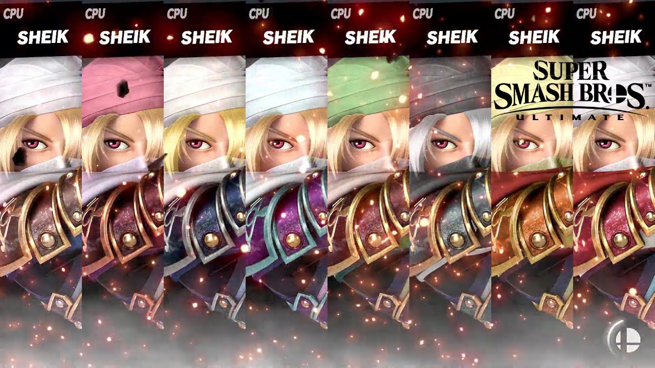 Super Smash Bros Ultimate All Sheik Costume Gameplay YouTube