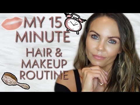 OUT THE DOOR IN 15 MINUTES | MY 15 MINUTE HAIR &amp; MAKEUP ROUTINE