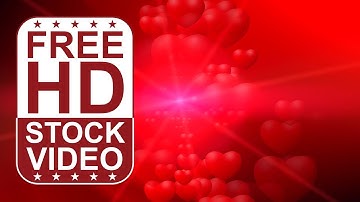 Free Stock Videos –  abstract animated 2D red hearts growing and moving slowly