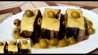 أحلى و أطيب رولي بالباذنجان محشي خضر و لحم مفروم roulé d'aubergine