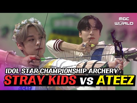 [C.C.] STRAY KIDS & ATEEZ playing archery in 2022 Idol Star Championship #STRAYKIDS #ATEEZ