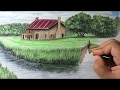 كيفية رسم منظر طبيعي بالالوان الخشبية - من الخيال