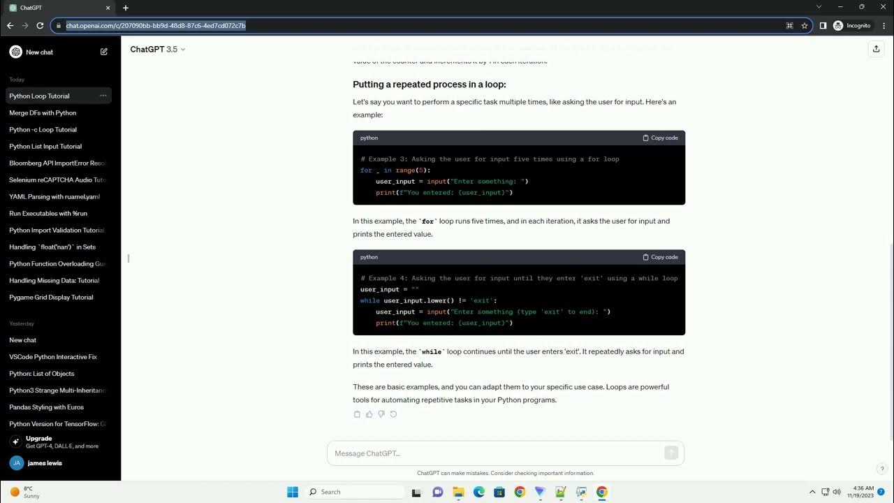 Python how do I put a repeated process in a loop - YouTube