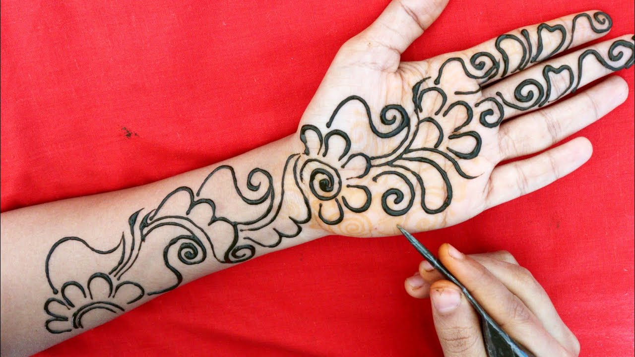 New Easy Simple arabic Mehndi Design | Full Front Hand Shaded ...