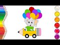 How to draw An Elephant selling balloons in pencil car | Funny elephant drawing