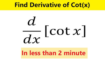 Derivative of cotx | Differentiate of cotx