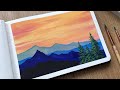 simple sunset watercolor painting for beginners | gouache painting step by step