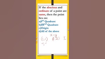 Where does the point lie if abscissa = ordiante ?#exam #maths #education#shortsfeed