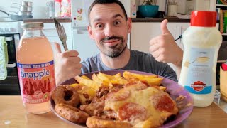 pepperoni lasagna-curry onion rings-chips mukbang