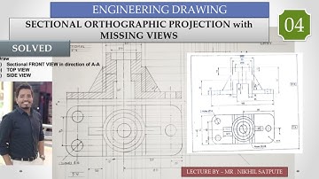 Engineering Drawing | Sectional Orthographic Projection Problem 04 | Learn with Nikhil