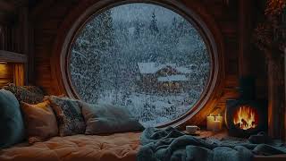 Snowstorm by the Window | Candlelight, Fireplace Warm and Serene Snowfall Sounds for Relaxation