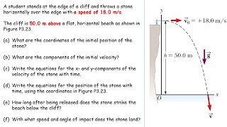 [Serway 3.23] A student stands at the edge of a cliff and throws a stone horizontally over the edge