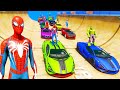 SPIDERMAN CARS RACING Challenge on Supercars With Superheroes GOKU, HULK, Skate Board Ramp - GTA 5