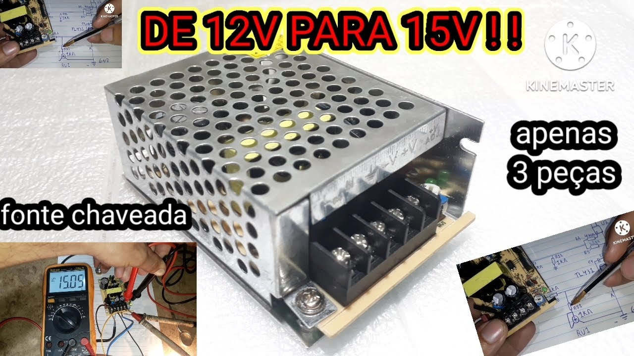 fonte de 12v para 15v fonte chaveada como fazer