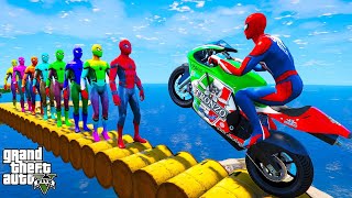 スパイダーマンとヒーローの新しいオートバイ! SPIDERMAN and Motorcycles with Spider man Obstacle Challenge - GTA 5 Mods screenshot 5