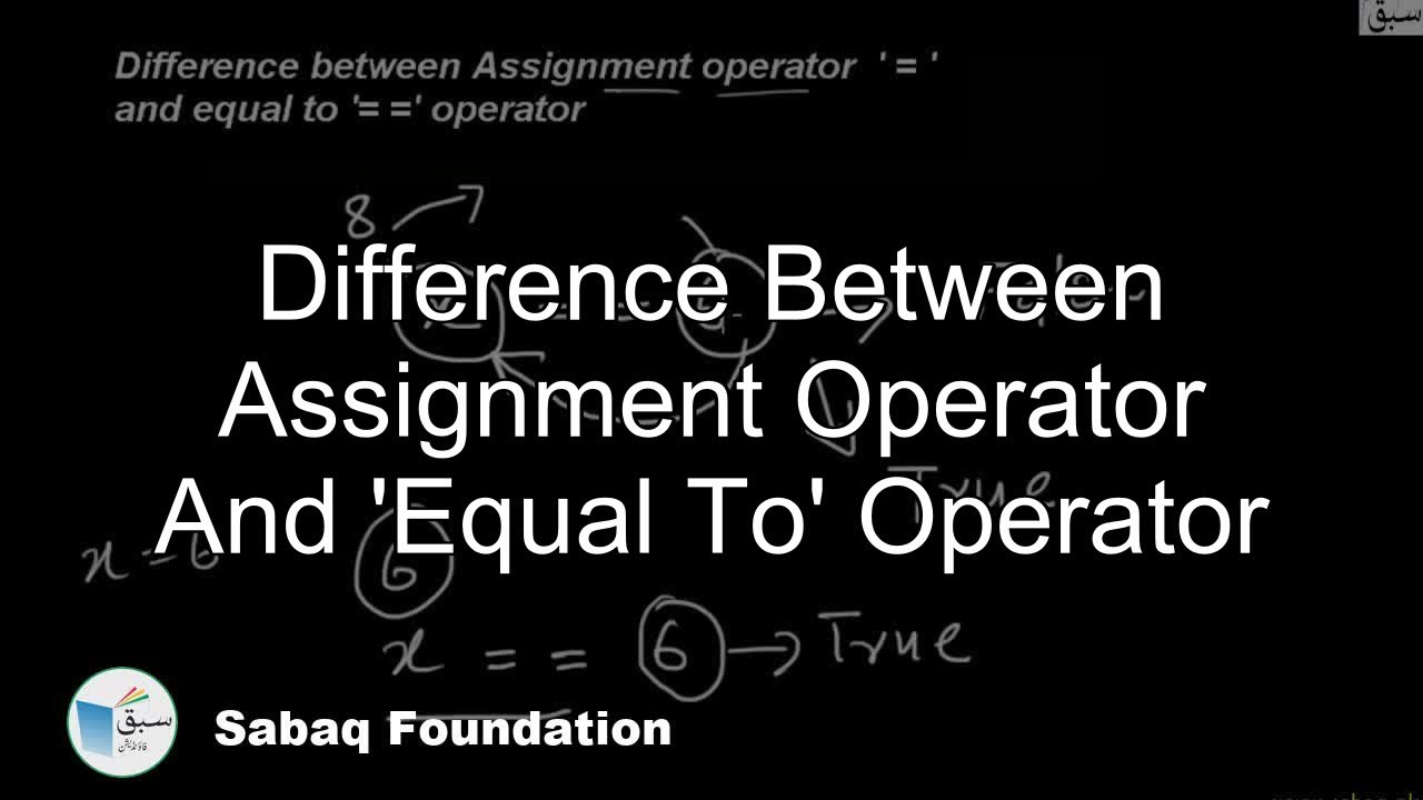 what is the difference between assignment operator and equality operator