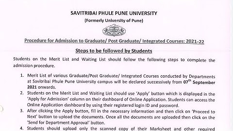 Procedure for Admission to UG/PG/ Integrated Courses: 2021-22 Steps to be followed by Student