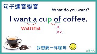 英文句子連音和變音| I want a cup of coffee