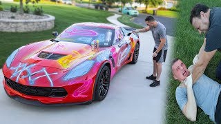 SPRAY PAINTING MY DADS CORVETTE Z06 *PRANK*